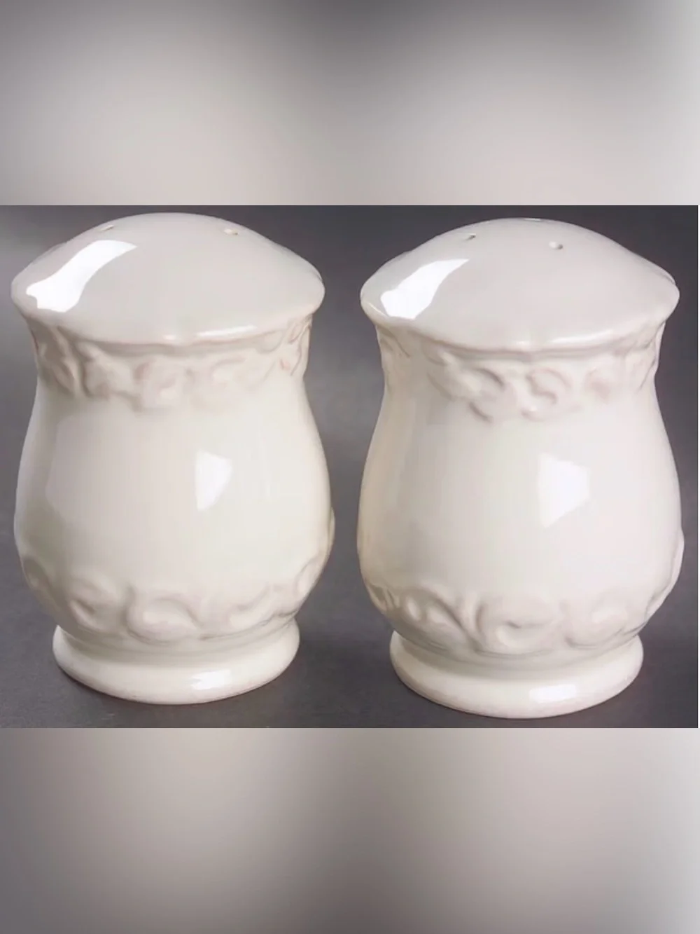 Felice Ivory by JCPENNEY Discontinued Ceramic Salt and Pepper Shakers
